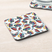 明るいハイビスカスパターン コースター (左側)