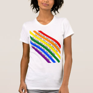 明るいハッピカラフルーレインボーストライプ対角線 Tシャツ
