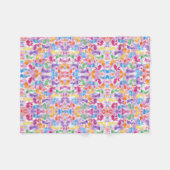 明るいハッピーイースターバニー水彩ブランケット フリースブランケット (正面(横))