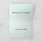 明るいハッピーバースデーのケーキのカスタムな文字の青 カード (内部)