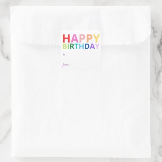 明るいハッピーバースデーシール スクエアシール (バッグ)