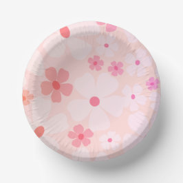 明るいハッピーバースデーピンクピーチフラワーパワー紙 ペーパーボウル