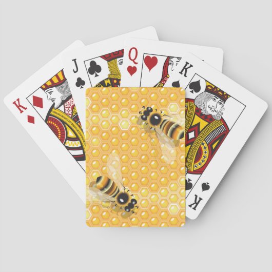 明るいハニカムパターン上のミツバチ トランプ (裏面)