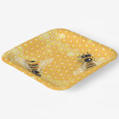 明るいハニカムパターン上のミツバチ ペーパープレート (傾斜あり)