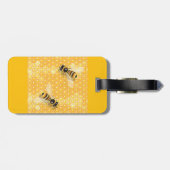 明るいハニカムパターン上のミツバチ ラゲッジタグ (裏面横)