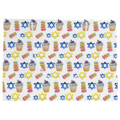 明るいハヌカーパーソナライズされた水色 ラージペーパーバッグ (裏面)