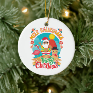 明るいハワイのクリスマスにメレカリキマカ セラミックオーナメント