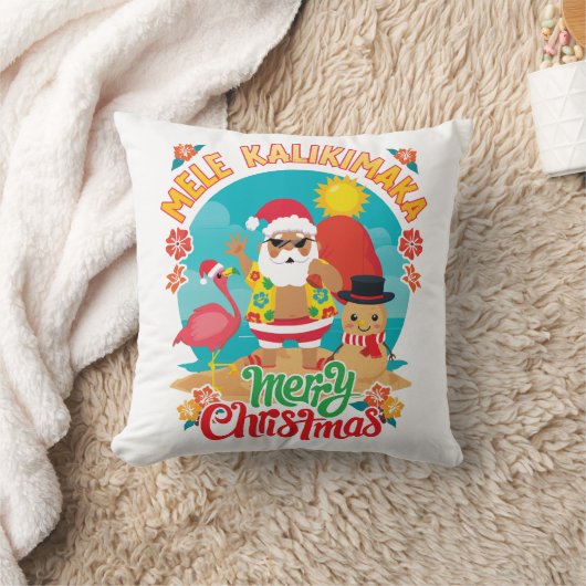 明るいハワイのクリスマスに「メレカリキマカ」 クッション (ブランケット)