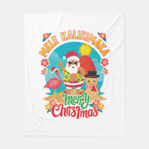 明るいハワイアンクリスマスのためのメレカリキマカ フリースブランケット