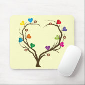 明るいハートが付いている木 マウスパッド (マウス)