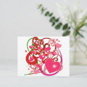 明るいハートと恋人のための巻物 ポストカード (スタンド正面)