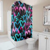 明るいハートと星、シームレスなパターン。 シャワーカーテン (インサイチュ)