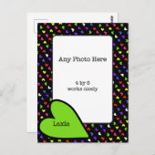 明るいハートのまわりにマイフォト ポストカード (正面/裏面)