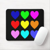 明るいハートのパターン(黒) マウスパッド (マウス)