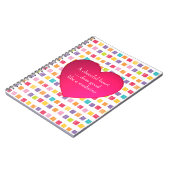 明るいハートカラフルパターン ノートブック (左側)