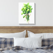 明るいバジルの水彩新鮮なハーブアートのためのキッチン キャンバスプリント (インサイチュ (寝室))