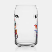 明るいバスケットを持つバイクにかわいいドラゴン ガラス缶 (左)