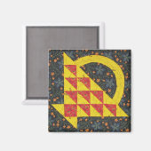 明るいバスケットキルトブロックマグネット マグネット (正面/裏面)