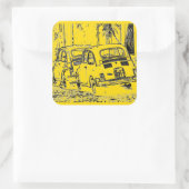 明るいバナナ黄色のアーバン漫画車 スクエアシール (バッグ)