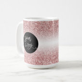 明るいバラ金ゴールドと白の上のロゴグラデーション コーヒーマグカップ (正面左)