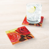 明るいバラ ガラスコースター (アングル)