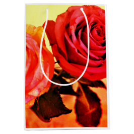 明るいバラ ミディアムペーパーバッグ