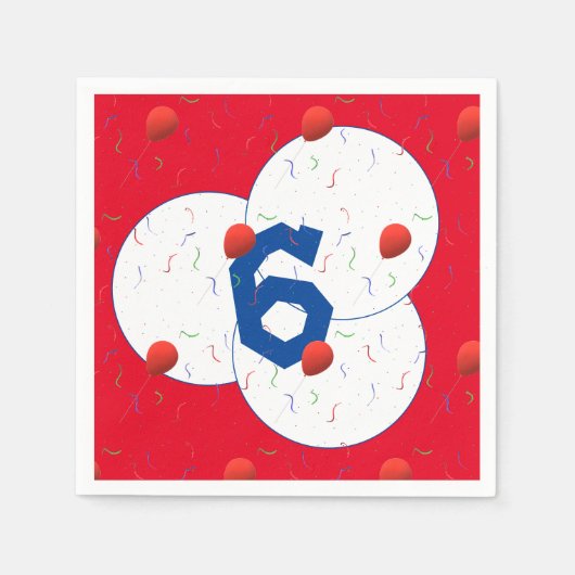 明るいバルーンと紙吹雪誕生日 スタンダードカクテルナプキン (正面)