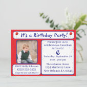 明るいバルーンと紙吹雪誕生日 招待状 (スタンド正面)