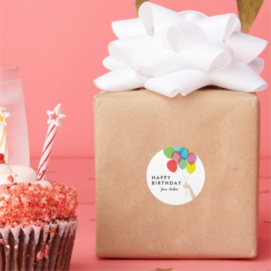 明るいバルーンハッピーバースデー ラウンドシール (パーティー)