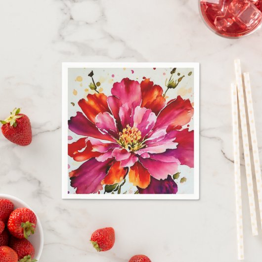 明るいバーストマゼンタの水の色の花のナプキン スタンダードカクテルナプキン (インサイチュ)