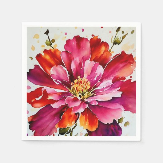 明るいバーストマゼンタの水の色の花のナプキン スタンダードカクテルナプキン (正面)