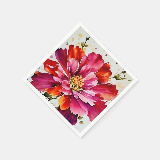 明るいバーストマゼンタの水の色の花のナプキン スタンダードカクテルナプキン (角)