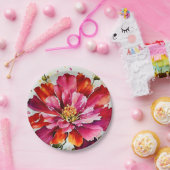 明るいバーストマゼンタの水の色の花プレート ペーパープレート (パーティー)