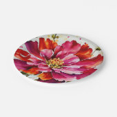 明るいバーストマゼンタの水の色の花プレート ペーパープレート (アングル)