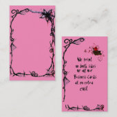 明るいパウダーピンク(ゴシック付き)黒バラ 名刺 (正面/裏面)