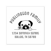 明るいパグ犬のぞきアーチアドレス セルフインキングスタンプ (デザイン)