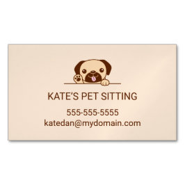 明るいパグ犬ペット座りサービス マグネット名刺