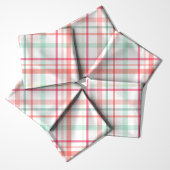 明るいパステルピンクと緑の格子模様 ファブリック