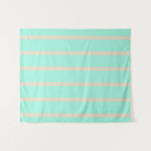 明るいパステルブルーとグレーのラストライプのイン タペストリー (正面(横))