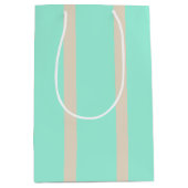 明るいパステルブルーとグレーのラストライプのイン ミディアムペーパーバッグ (正面)