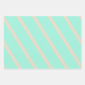 明るいパステルブルーとグレーのラストライプのイン ラッピングペーパーシート (正面3)