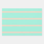 明るいパステルブルーとグレーのラストライプのイン ラッピングペーパーシート (正面)