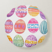 明るいパターン（の模様が）あるラウンドカラフルイースターエッグピロー ラウンドクッション (裏面)