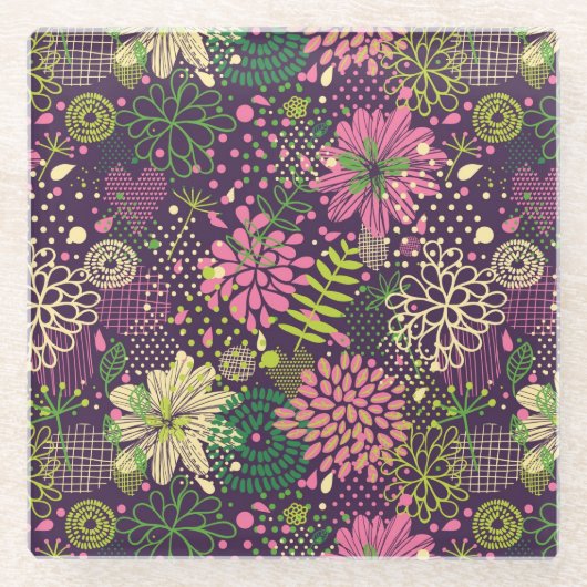 明るいパターン ガラスコースター (正面)