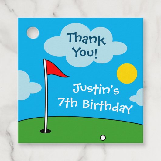 明るいパットパットミニゴルフ子供の誕生日パーティー フェイバータグ (正面)