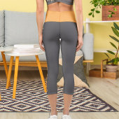 明るいパーソナライズされたオレンジ色の濃いグレーのカスタム カプリレギンス