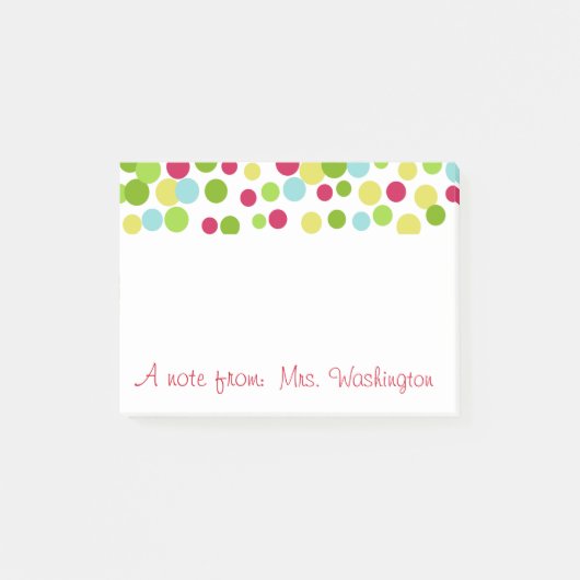 明るいパーソナライズされたドットのコメントを投稿 ポストイット (正面)