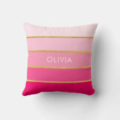 明るいパーソナライズされたピンクと金ゴールド名 クッション (裏面)
