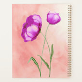 明るいパーソナライズされたピンク色の花 プランナー手帳 (裏面)