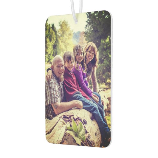 明るいパーソナライズされたフィルタファミリー写真記念 カーエアーフレッシュナー (左)